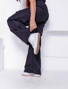Parachute Tactel Cargo Pants With Adjustable Drawstring Pockets And Wide Leg Cargo Pants - Black - View 2