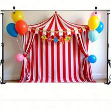 2D Carnival-Themed Polyester Backdrop Banner (1-Piece) With Colorful Balloons And Circus Tent Design - Easy To Hang, Perfect For Birthdays, Anniversaries, Wedding Celebrations, Indoor And Outdoor Party Decorations, And Carnival Party Decorations. - Apricot - View 6