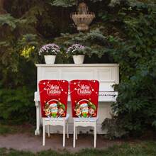 Christmas Chair Covers, Cartoon Santa Snowman Elk Print Washable Removable Slipcover For Hotel, Restaurant - Style 2 - View 6