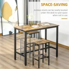 HOMCOM Industrial Bar Stools, Set Of 2 Kitchen Breakfast Bar Chairs With Footrest, Counter Height Island Stools For Dining Area, Home Pub, Rustic Brown - Brown - View 4