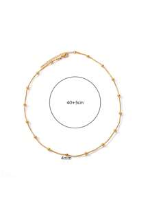 1 Pieza Collar pequeño de cuentas de moda para mujer, color dorado, cadena redonda de acero inoxidable tipo serpiente para clavícula, joya de regalo para el Día de San Valentín, mamá, madre, Día de la Madre
