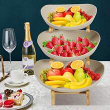 kangten 3 Tier Fruit Rack Bowls W/ Stand Large Capacity Dessert Rack - Brown - View 10