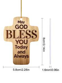 1 件上帝祝福十字形亚克力 2D 吊坠、汽车装饰、庭院装饰、派对装饰、房间装饰、钥匙链背包吊坠、宗教装饰 - 咖啡棕 - 查看 2