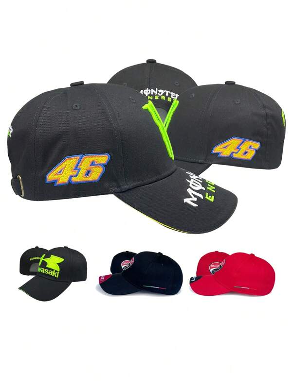 2pcs Moto GP 2025 New Edition #46 Embroidery Sun Protection Hard Top Baseball Cap, Motorcycle Off-Road Sports Stylish For Fans, Suitable For Daily Wear, Matches Watching, Birthday & Valentine's Day Gift