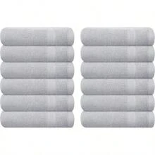 Ultra Soft 8-Piece Towel Set -% Ring Spun Cotton, 2 Oversized Bath Towels 27x54, 2 Hand Towels 16x28, 4 Wash Cloths 13x13 - Daily Use, Hotel & Spa - Olive Green, Luxury Towel Set - 淺灰色 - 查看 1