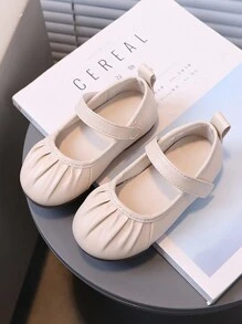 1 Đôi Giày Công Chúa Đế Mềm Đa Năng Thiết Kế Đơn Giản Trơn Cho Trẻ Em, Giày Đế Bằng Thường Ngày Thời Trang Cho Bé Gái - Màu be - Xem 5