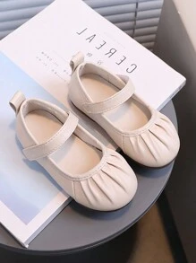 1 Đôi Giày Công Chúa Đế Mềm Đa Năng Thiết Kế Đơn Giản Trơn Cho Trẻ Em, Giày Đế Bằng Thường Ngày Thời Trang Cho Bé Gái - Màu be - Xem 2