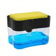 1pc Automatic Liquid Soap Dispenser With Sponge Brush For Kitchen Cleaning, Dish Washing Liquid Holderbathroom Decor Summer - Multicolor - View 4