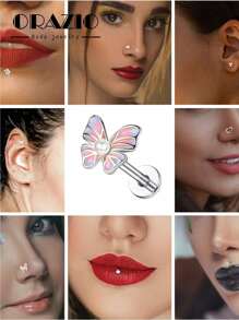 ORAZIO ORAZIO 1-8 Piezas Pendientes Helix de 16G para Mujeres, Aros para el Labio sin Rosca de Inserción, Aros para Tragus, Medusa, Concha, Monroe, Piercing y Joyería