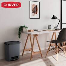 Curver Cubo de basura Compatta 25L gris, diseño compacto y ancho, ideal para cocinas o baños pequeños, soporte para bolsas, base extraíble, pedal removible para apertura higiénica, medidas 38x28x43 cm ✅ Entrega 24/48h a España (península)
