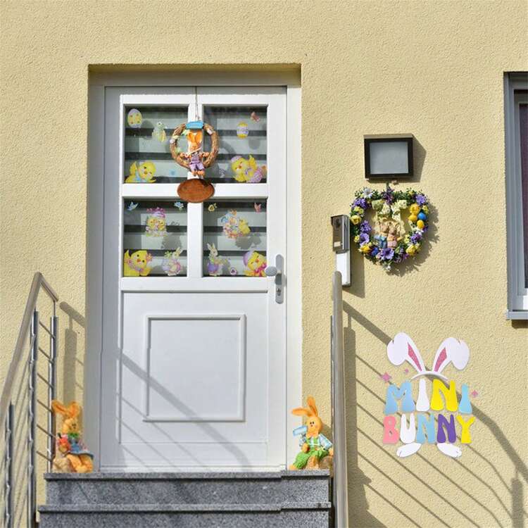 Pegatina de Pascua para puerta, práctica y de alta viscosidad, no deja residuos, ideal para decorar fiestas navideñas. - Multicolor - Añade 5