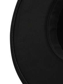 Women's Hats Solid Color Personality Wide Brim Flat Top Design Simple Elegant Formal Top Hat - 黑色 - 查看 6