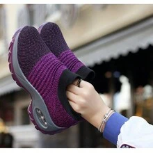 Zapatillas deportivas transpirables antideslizantes para mujer, suela de EVA, aptas para todas las estaciones, suela gruesa 5CM - Morado - Ver 6