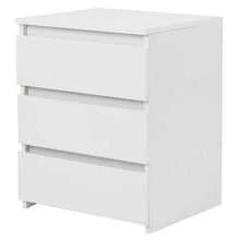 White Modern Nightstand Bedside Table With 3 Storage Drawers Bedroom Furniture - White - View 8