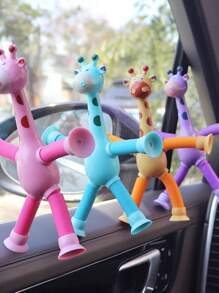Girafa Pop Tubo Led Com Ventosa E Luz Brinquedo De Criança Puxa Estica Até 40cm Brinquedo Girafa Animais