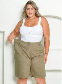 Women's Plus Size Social Bermuda Shorts Sensory - 綠色 - 查看 3