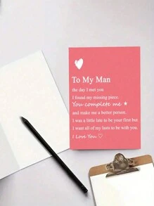 2pcs/Set "To My Man" Greeting Card, Suitable For Gift Cards For Husbands And Boyfriends, Heartfelt Birthday Greeting Cards, Valentine's Day, Love Anniversary Commemorative Cards,Mother's Day,Mom's Gift,Back To School,School Supplies - Multicolor - View 4