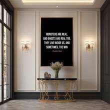 Stephen King On Monsters Large Wooden Framed Wall Art Home Decor Canvas Painting- For Bedroom, Bathroom, Living Room, Office, Kitchen, Holiday Gift- 1pc