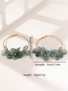 1 Par de aretes de aro con flor de acrílico encantadores para mujeres, adecuados para vacaciones