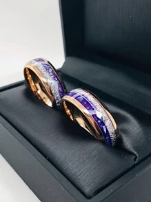 Fashion Rose Gold & Purple Crystal Ombre Splice Gold Arrow Design Ring, Suitable For Wedding Ceremony Wearing
