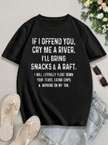 Funny Lovers T-Shirt 'If I Offend You Cry Me A River I'll Bring Snacks' - Women's Tee Couple Shirts Cute Tops Sarcastic Apparel