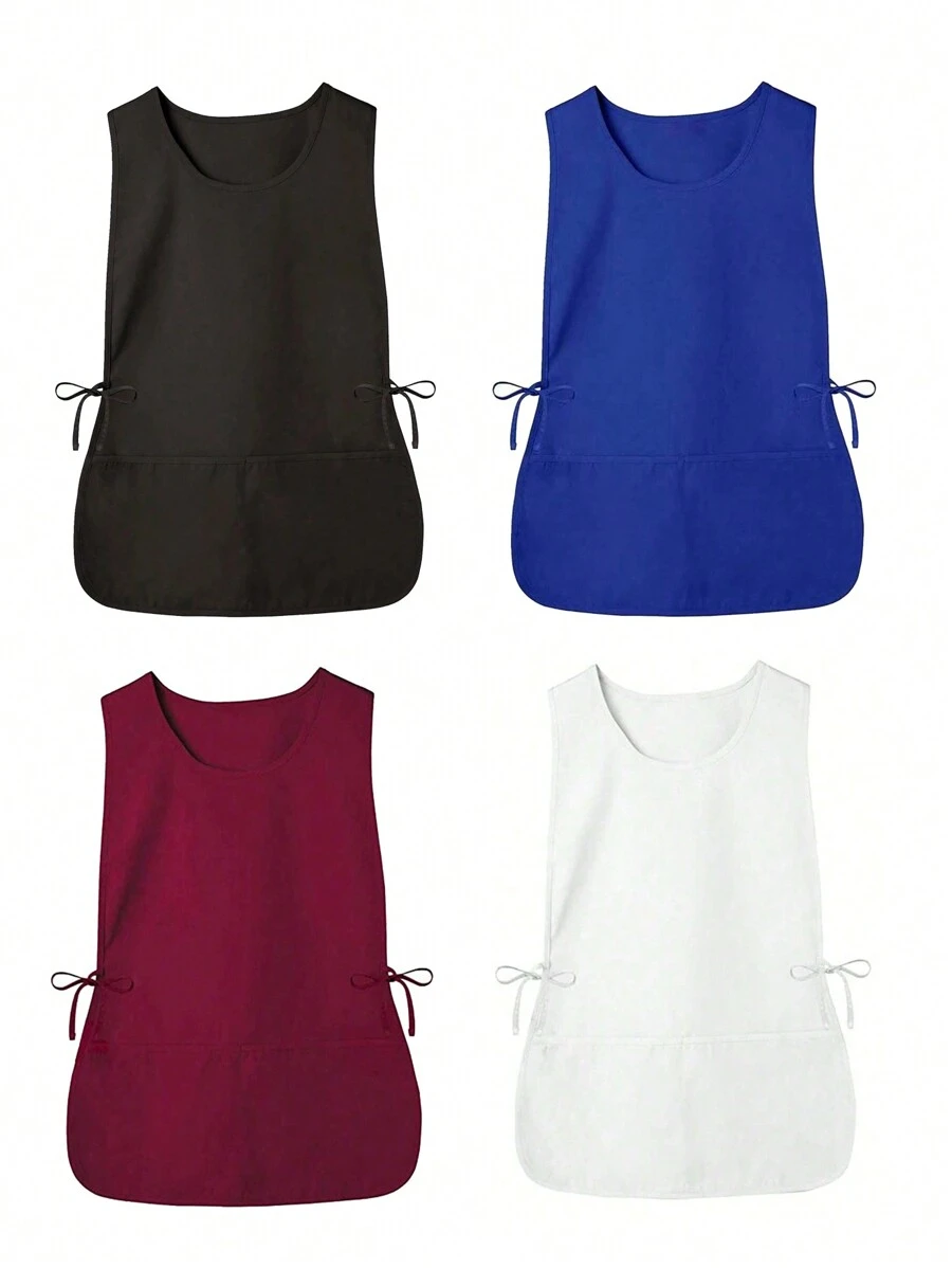 1/2pcs Unisex Apron With Two Pockets, Home Cleaning Sleeveless Apron,Kitchen,Bathroom,Home,Household Supplies - Multicolor - View 1