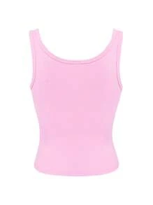 Women's Solid Color Simple Daily Tank Top - Pink - View 5