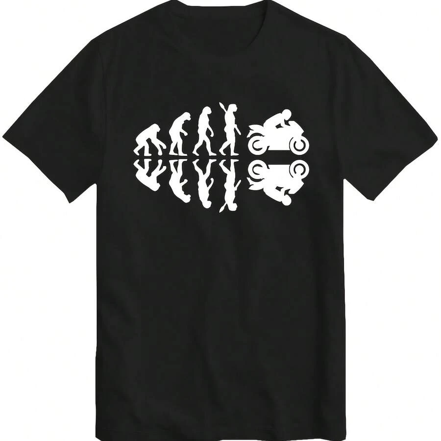 Evolution Of Motorbike T-Shirt Biker Bike Rider Racer Moto GP Gift T Shirt Racing Gift Present Idea Top Dad Top Tee Reflection - Black - View 1