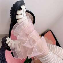 Calentadores de piernas para mujer con volantes de encaje y retazos, calcetines largos hasta el muslo, cubrebotas para ropa de calle - Rosa perla - Ver 8