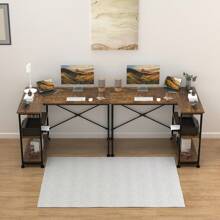 Umkehrbarer Schreibtisch L Form Eckschreibtisch mit Ablagefächern Reversibel Computertisch L-förmiger mit Ecktisch, Bürotisch L Form 2 Tier DIY Lagerregalen 110CM Eck Tisch Vintagebraun