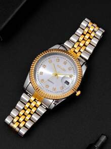 YOLAKO1 1pc Elegant Minimalist Women's Business Quartz Watch, Featuring Multi-Function, Square Dial With Bar Markers And Date Display, Alloy Strap, Best Gift For Girls, Suitable For Holidays, Birthdays, Couples, And Daily Wear