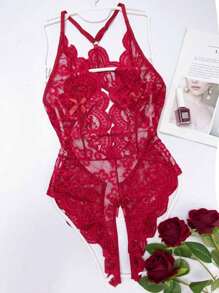 Women's Lingerie Lace Sexy Floral Gift - 西瓜粉 - 查看 3