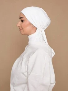 1 pieza Accesorio de abaya para mujer, gorro turbante de color liso, ajustable con cordón, transpirable y cómodo, banda ancha elástica, absorbente y antideslizante, versátil para uso diario, deportes, yoga, atuendos de moda
