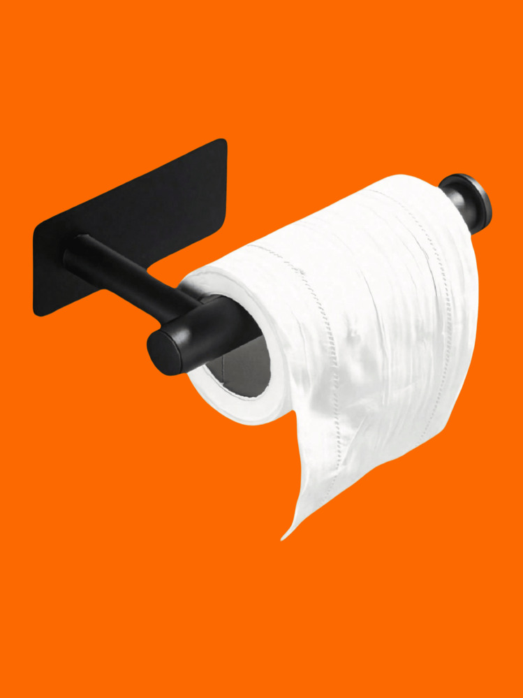 1pc Black Bathroom Towel Rack, Multifunctional Towel Bar, Toilet Paper Holder, Over The Door Hook - Black - View 6