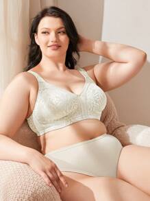 WINGSLOVE Plus Size Wireless Soft Cup Bra - Comfortable Full Coverage Bra With Wide Straps, Ideal For Everyday Wear - White - View 6