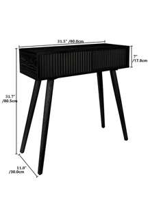 Console Table, Small Console Tables For Entryway 31" Vanity Desk Fluted Entrance Table, Black Entry Table Narrow Console Table Modern Hallway Table Modern Sofa Table For Living Room - Black - View 3