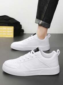 Elegantes Zapatos Para Correr Y Deportes Casuales Diarios Impermeables, Fáciles De Llevar Para Ir Al Trabajo Y Estudiantes Nuevo Zapatos Casuales Con Cordones Para Hombre - Blanco - Ver 5
