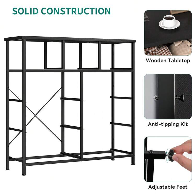 Yitahome Cómoda con 9 cajones, mueble, cajones de tela con tiradores, cómoda con estructura de acero resistente. - Marrón - Ver 5