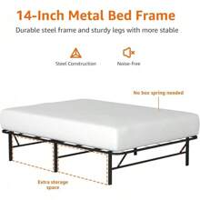 Basics Bed Frame With Storage, Foldable Metal Platform, Sturdy Steel, No Box Spring Needed, 14 Inches High, Tool-Free Setup, Full Size, Black - 14-inch - View 5