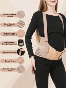1pc Breathable Elastic Comfortable Back Support Maternity Belly Band With Detachable Shoulder Strap, Suitable For Pregnancy And Postpartum Recovery, Machine Washable, Ideal For Daily Wear & Gift