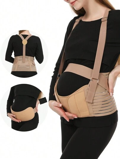 1pc Breathable Elastic Comfortable Back Support Maternity Belly Band With Detachable Shoulder Strap, Suitable For Pregnancy And Postpartum Recovery, Machine Washable, Ideal For Daily Wear & Gift