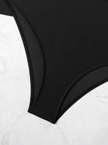 2pcs/Set New Cross-Border Swimwear, One Shoulder High Elasticity Tankini With Adjustable Strap And Mini Skirt Summer - Black - View 7