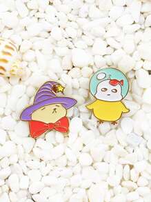 1pc Cartoon Animal Brooch, Chick, Star, Wizard Hat, Rabbit - Multicolor - View 7