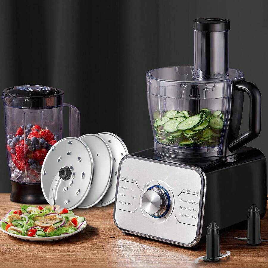 Food Processor Multifunctional, 3-Speed Food Processor And Blender Combo With 3.5 L Bowl, 1.5 L Blender Jug, Simple Operation For Blending, Dicing, Slicing, Shredding, Mincing, And Pureeing - UK Plug(220-240V) - View 1