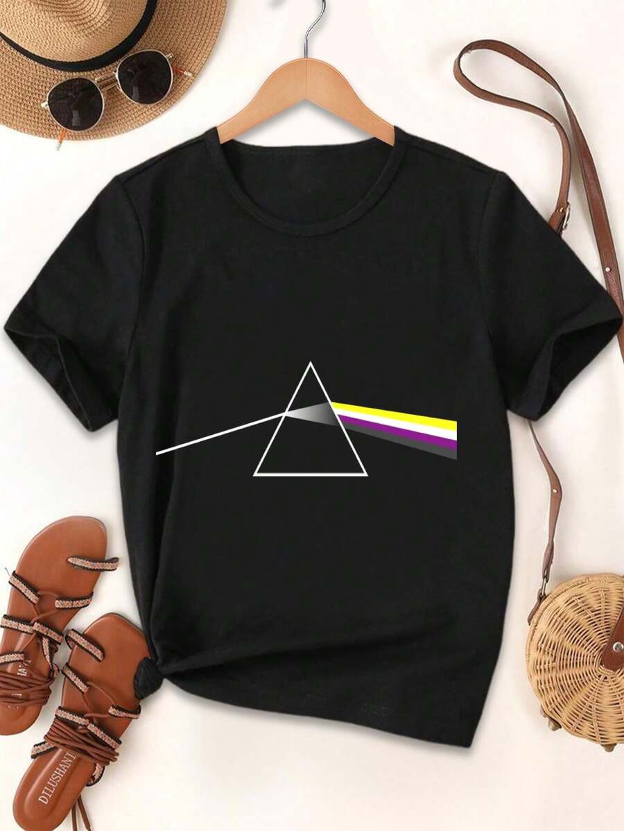 Valentine's Day Nonbinary Pride Rainbow T-Shirts For Women LGBTQ+ Apparel Lesbian Gay Bisexual Transgender Shirts