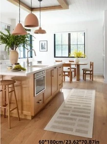 1 块现代横条纹地毯，现代简约设计，长走廊地毯，家居装饰，防污，舒适，防尘，易于清洁 - 彩色 - 查看 17