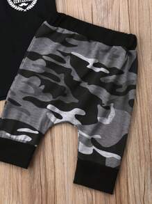 Baby Boys Summer Clothes Set Sleeveless Letter Print Black Hooded Vest+Camouflage Harem Pants Kids 2Pcs Fashion Outfits 0-4Y