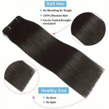Straight Real Human Hair Clip In Hair Extensions Unprocessed Human Hair Clip In Seamless Clip In Hair Extensions Real Human Hair Hair Clips Hair Accessories 8 Pcs Straight Hair - Black - View 7