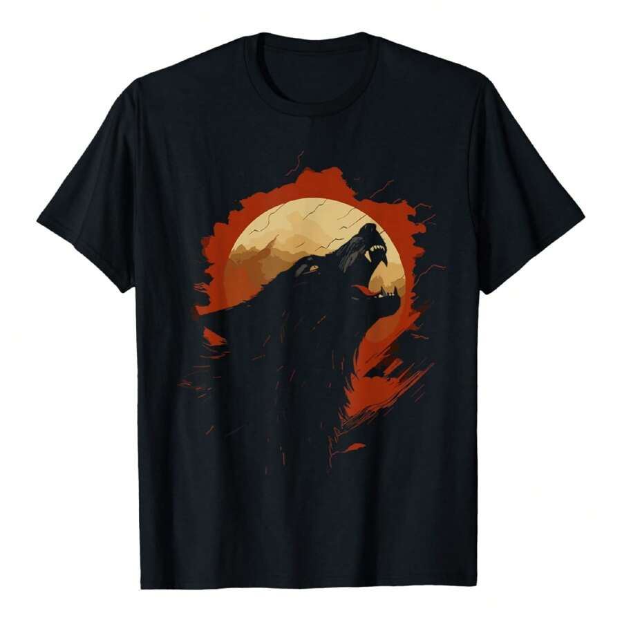 Wolf Howling At The Moon Fire Wolves Wolf Animal Men Women T-Shirt