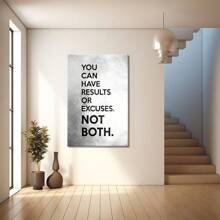 Results Or Excuses Simple Design Large Wooden Framed Wall Art Home Decor Canvas Painting- For Bedroom, Bathroom, Living Room, Office, Kitchen, Holiday Gift- 1pc - 彩色 - 查看 4